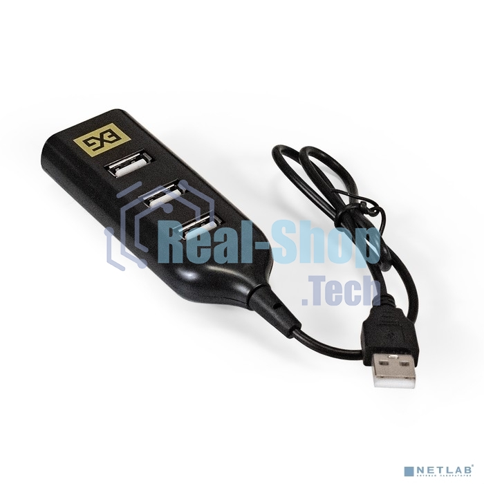 USB-концентратор ExeGate EX293976RUS DUB-42 (кабель-адаптер USB2.0 --> 4xUSB2.0, Plug&Play, черный)