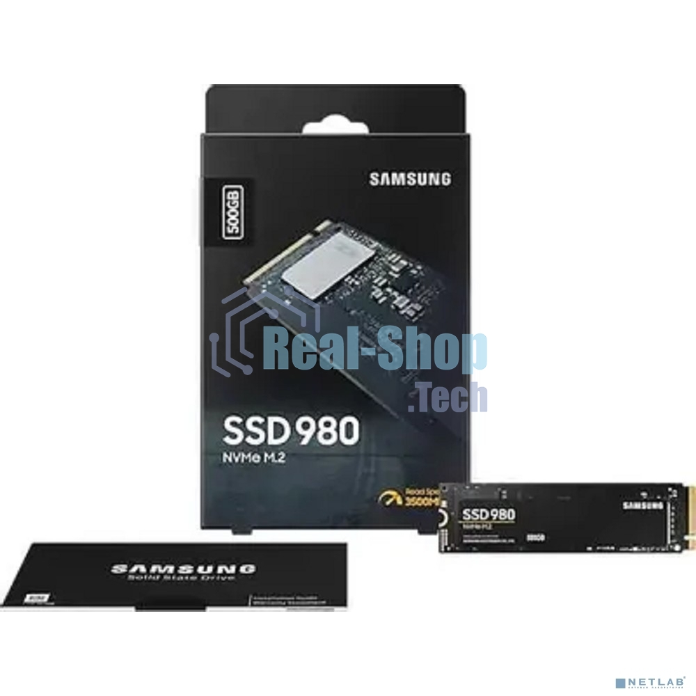 Накопитель SSD Samsung 980 MZ-V8V500BW, 500Gb, PCIe 3.0 x4, M.2 2280, NVMe, R/W 3100/2600