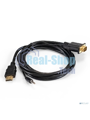 Кабель-переходник HDMI-VGA ExeGate EX-HDMIM-VGAM-3.5JackS-1.8 (19M/15M+3.5мм Jack M, 1,8м) Преобразователь цифрового HDMI сигнала в VGA видео и стерео-аудио