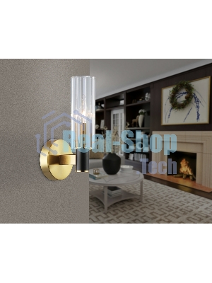 Настенный светильник Ambrella light LH55517 BK/BS/CL черный/латунь/прозрачный E14 max 40W 120*100*250