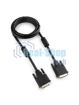 Кабель DVI-D dual link Gembird/Cablexpert, 25M/25M, 1.8м, черный, экран, феррит.кольца, пакет