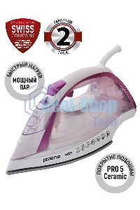 Утюг Polaris PIR2668AK 3m белый/розовый 2600Вт