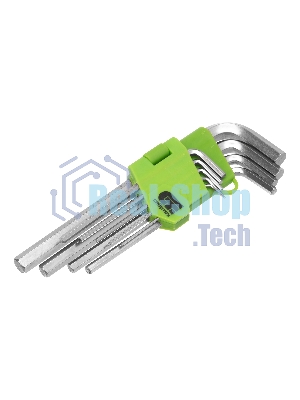 Набор ключей Сибртех имбусовых HEX, 1,5-10 мм, 45x, закаленные, 9 шт., удлиненные, никель.