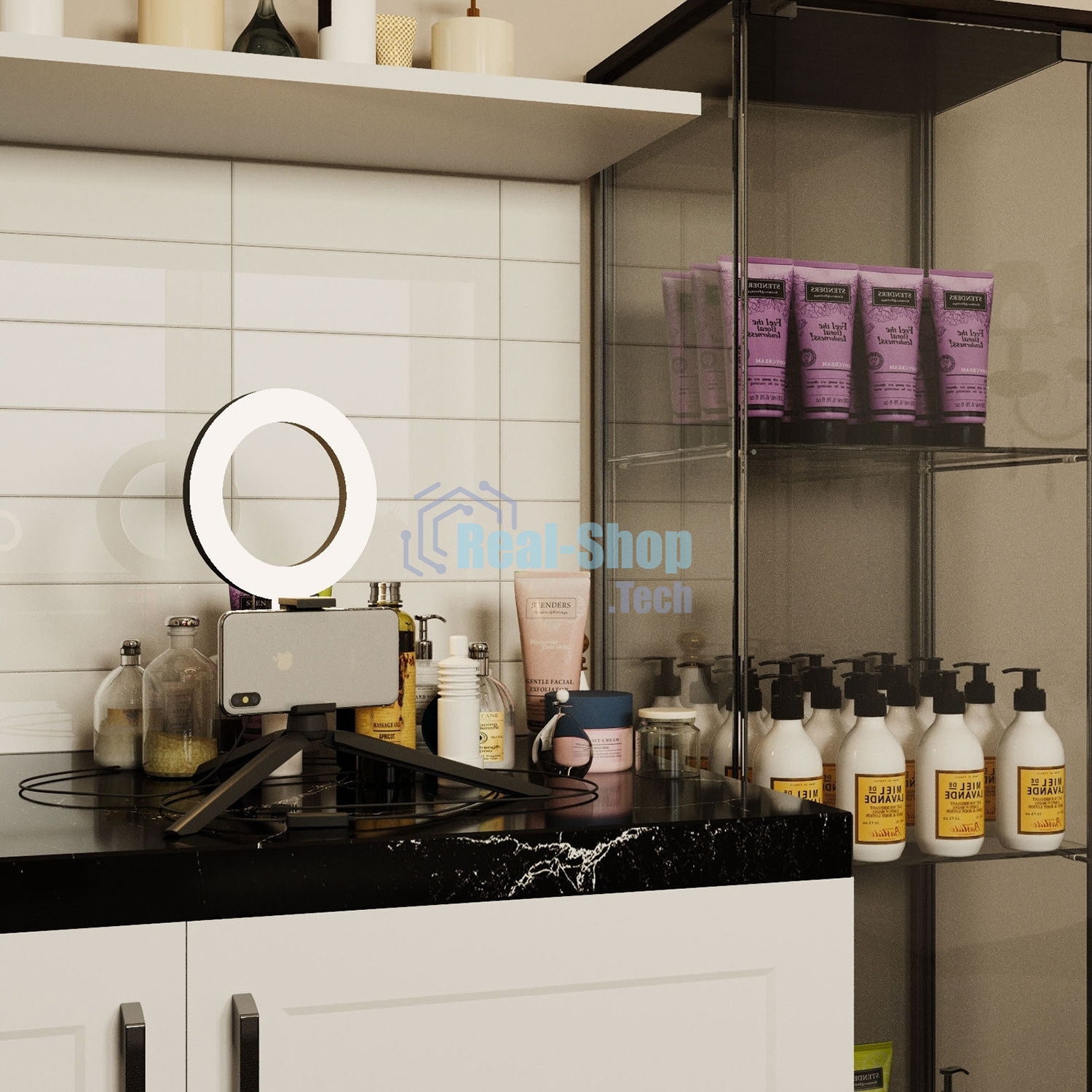 Светильник кольцевой Gauss 10W 600lm 3000-6500K 5V USB IP20 160x23мм черный дим, пульт LED 8