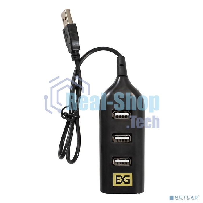 USB-концентратор ExeGate EX293976RUS DUB-42 (кабель-адаптер USB2.0 --> 4xUSB2.0, Plug&Play, черный)