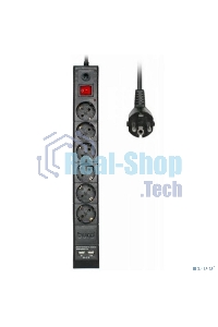 Сетевой фильтр Buro BU-SP3 USB 2A-B 3 м (6 розеток) черный (коробка)