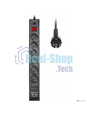 Сетевой фильтр Buro BU-SP3 USB 2A-B 3 м, 6 розеток, черный, коробка