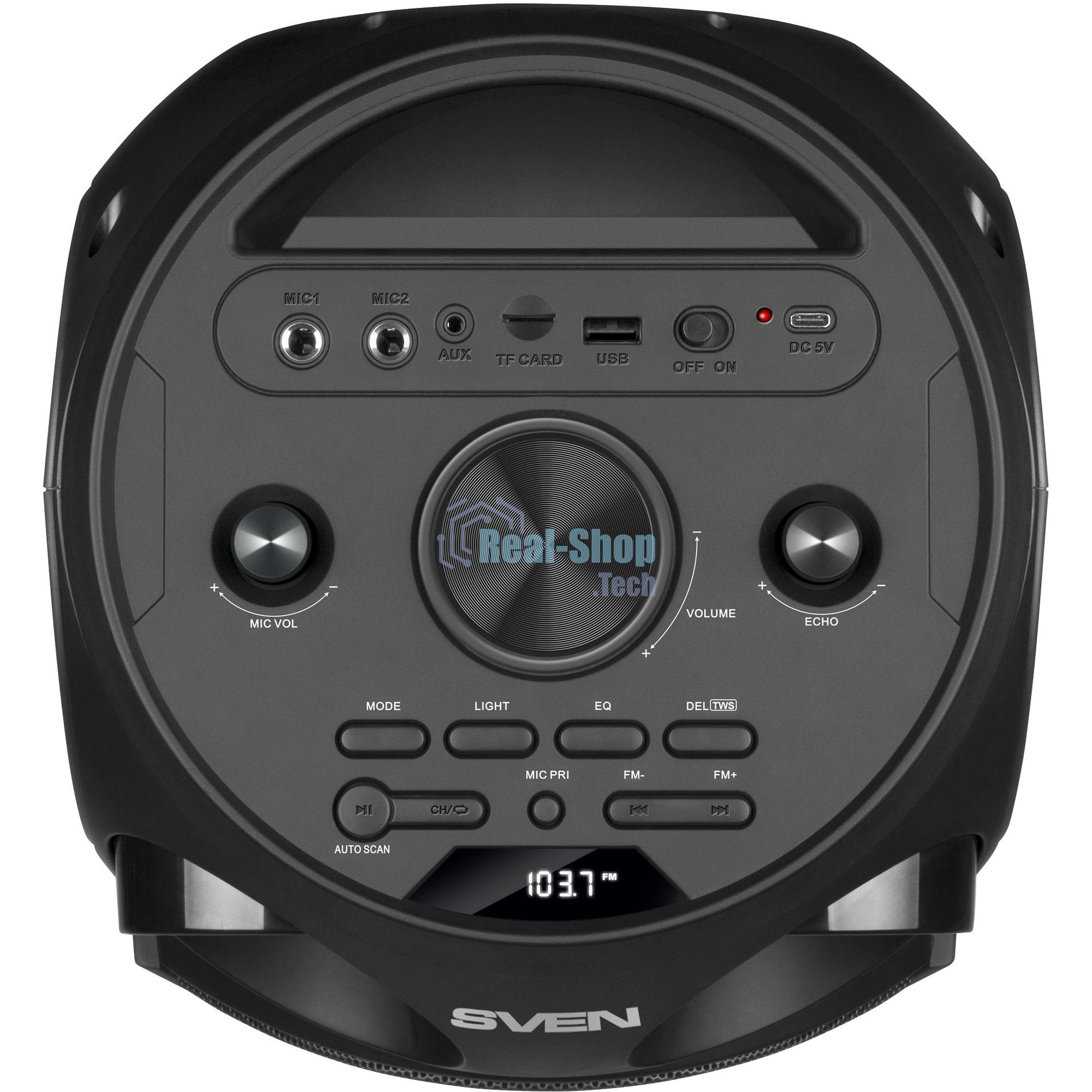 Колонка АС Sven PS-750, черный (80 Вт, TWS, Bluetooth, FM, USB, microSD, LED-дисплей, 2х4400мА*ч)