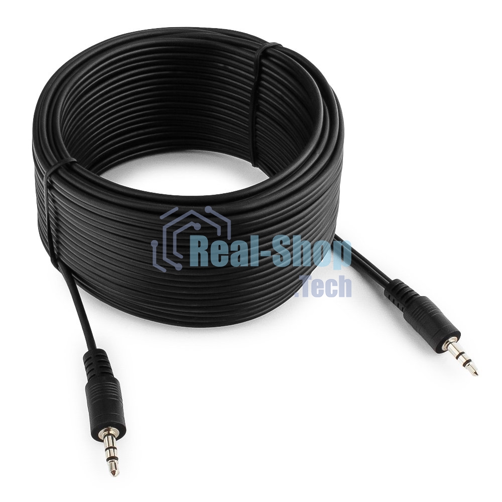 Кабель аудио Cablexpert CCA-404-10M-N, Jack 3.5(M)/Jack 3.5(M), 3pin, 10м, черный, пакет
