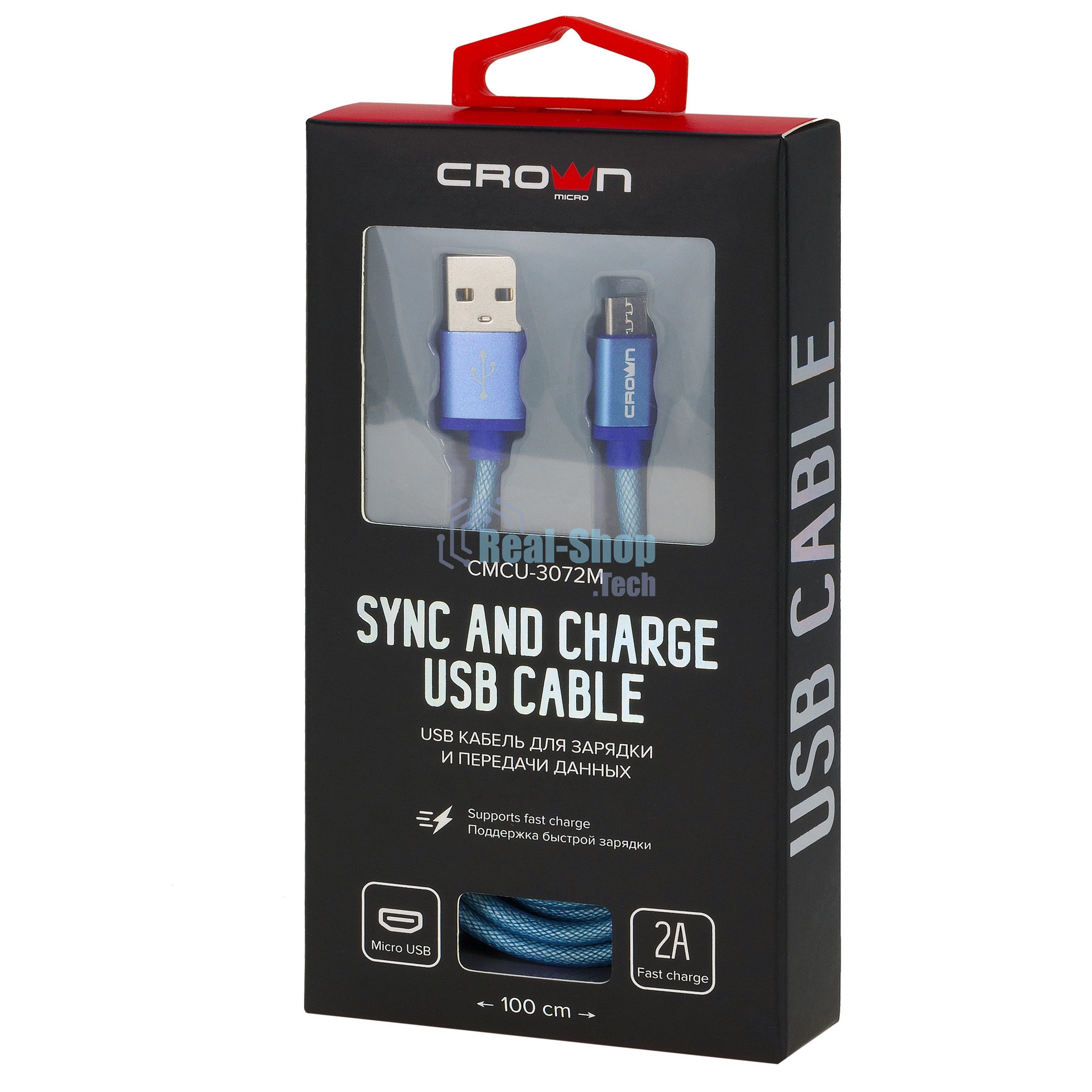 Кабель Crown USB - microUSB CMCU-3072M blue