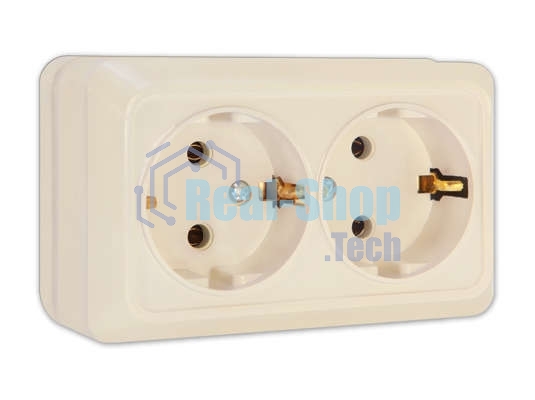 Розетка 2-м ОП Олимп 16А с заземл. беж. UNIVersal Б-О0128
