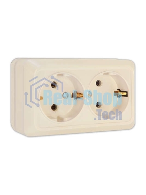Розетка 2-м ОП Олимп 16А с заземл. беж. UNIVersal Б-О0128