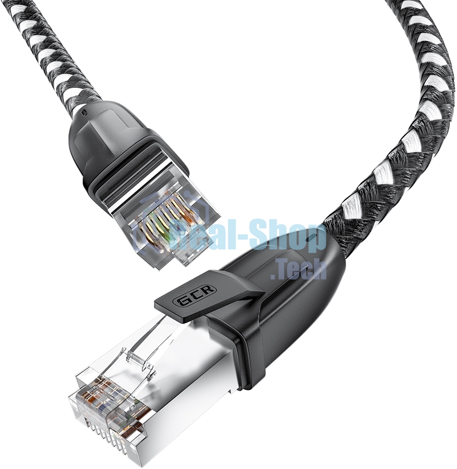 Патч-корд GCR PROF прямой 5.0m, UTP медь cat.6, STRONG черно-белый нейлон, ethernet high speed 10 Гбит/с, T568B, GCR-52779