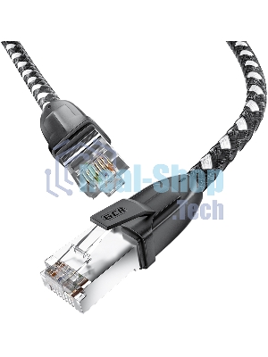Патч-корд GCR PROF прямой 5.0m, UTP медь cat.6, STRONG черно-белый нейлон, ethernet high speed 10 Гбит/с, T568B, GCR-52779