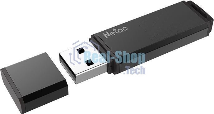 Флешка USB Netac U351, NT03U351N-256G-30BK, 256Gb, USB 3.0, с колпачком, металлическая черная