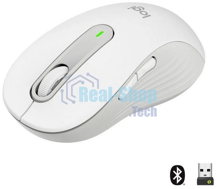 Мышь беспроводная Logitech Signature M650 L белый, 4000 dpi, радиоканал, Bluetooth, USB, кнопки - 5