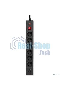 Сетевой фильтр Buro BU-SP3 USB 2A-B 3 м (6 розеток) черный (коробка)