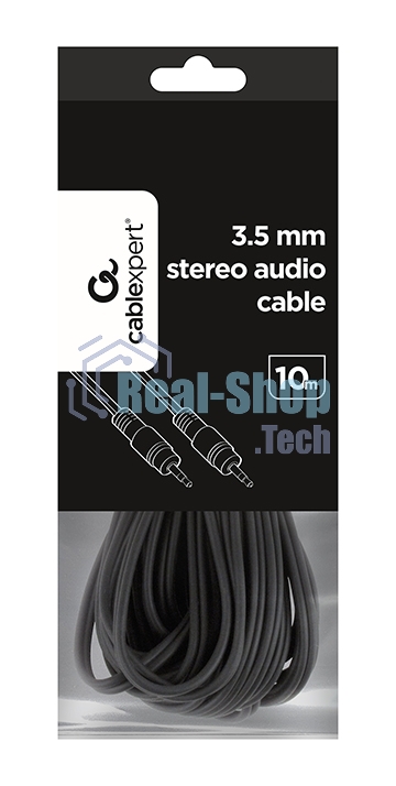 Кабель аудио Cablexpert CCA-404-10M-N, Jack 3.5(M)/Jack 3.5(M), 3pin, 10м, черный, пакет