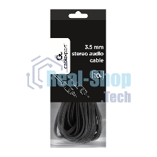 Кабель аудио Cablexpert CCA-404-10M-N, Jack 3.5(M)/Jack 3.5(M), 3pin, 10м, черный, пакет