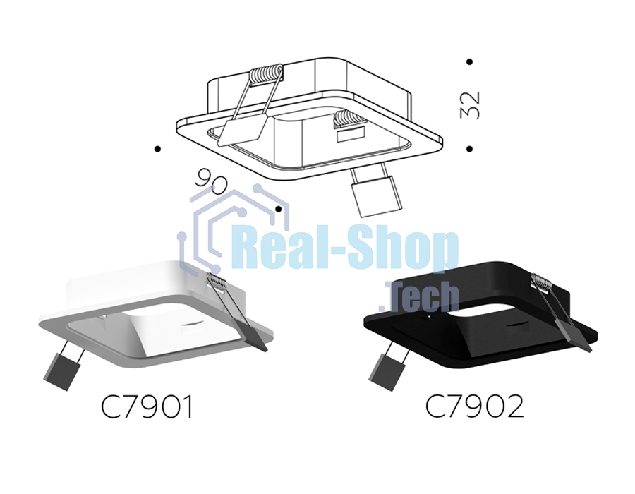 Корпус светильника C7901 SWH белый песок 90*90*H32mm MR16 GU5.3