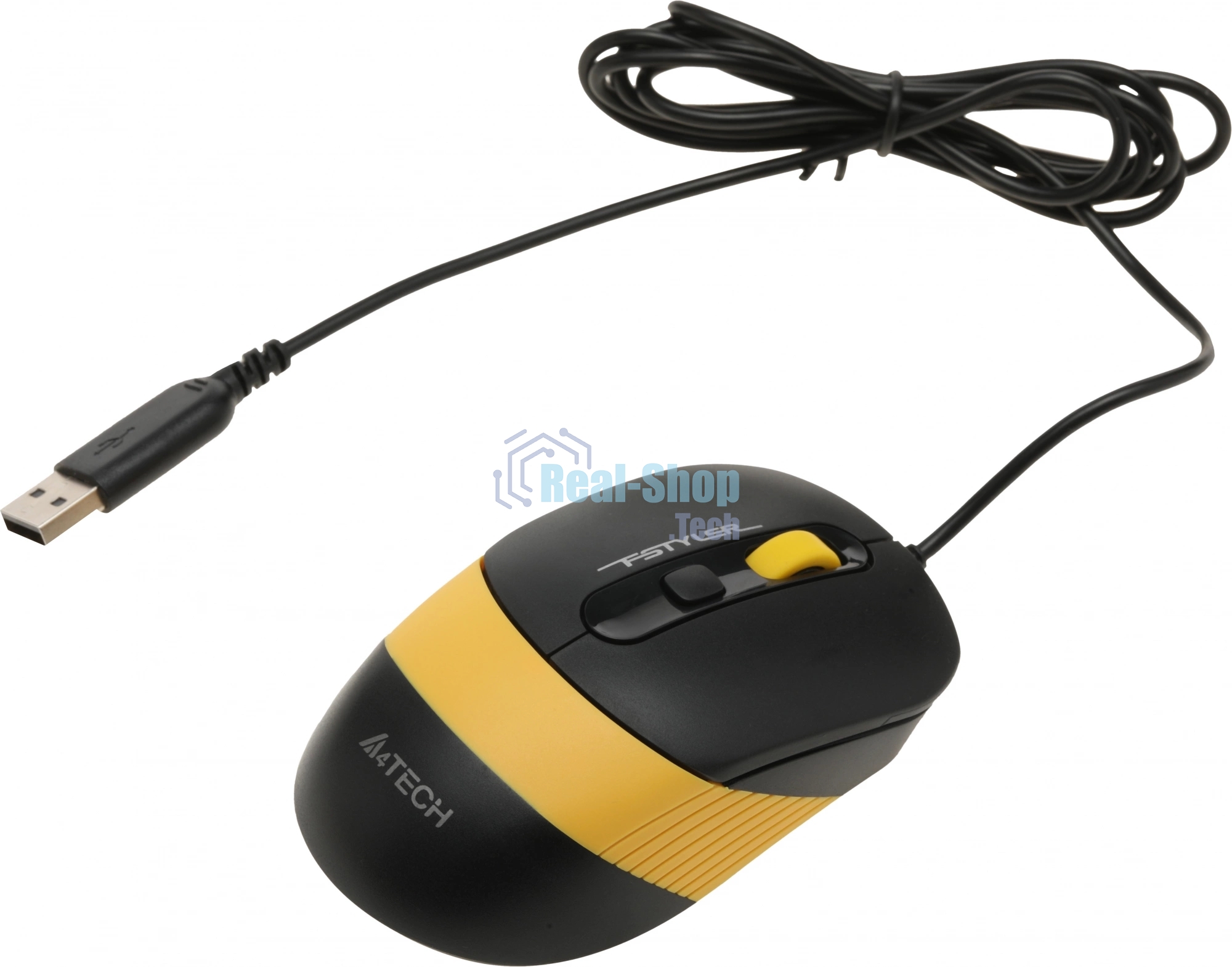 Комплект клавиатура+мышь A4Tech FStyler F1110 проводной, USB, 2000 DPI, чёрный/жёлтый