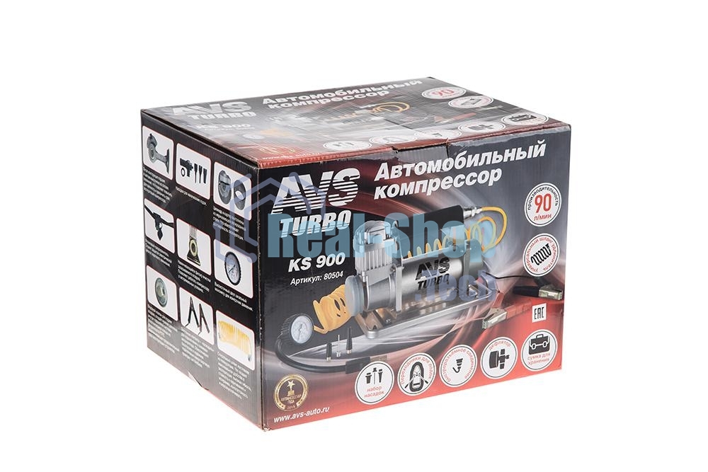Компрессор автомобильный Turbo AVS KS 900  350Вт 12В 90л/мин 10Атм