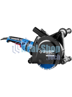 Штроборез Зубр ЗШ-П45-2100 ПВТК глуб. 45 мм, 180 мм, подключ. пылесоса, плавный пуск, 2100 Вт