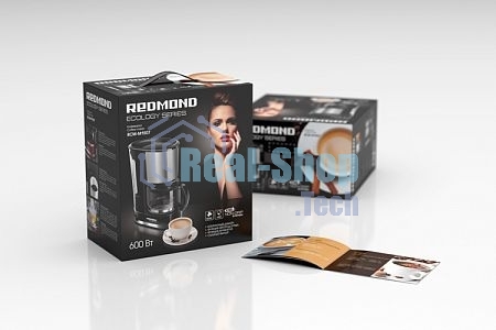 Кофеварка капельная Redmond RCM-M1507 черный/серебристый, исп. кофе - молотый, 0.6 л, 600 Вт