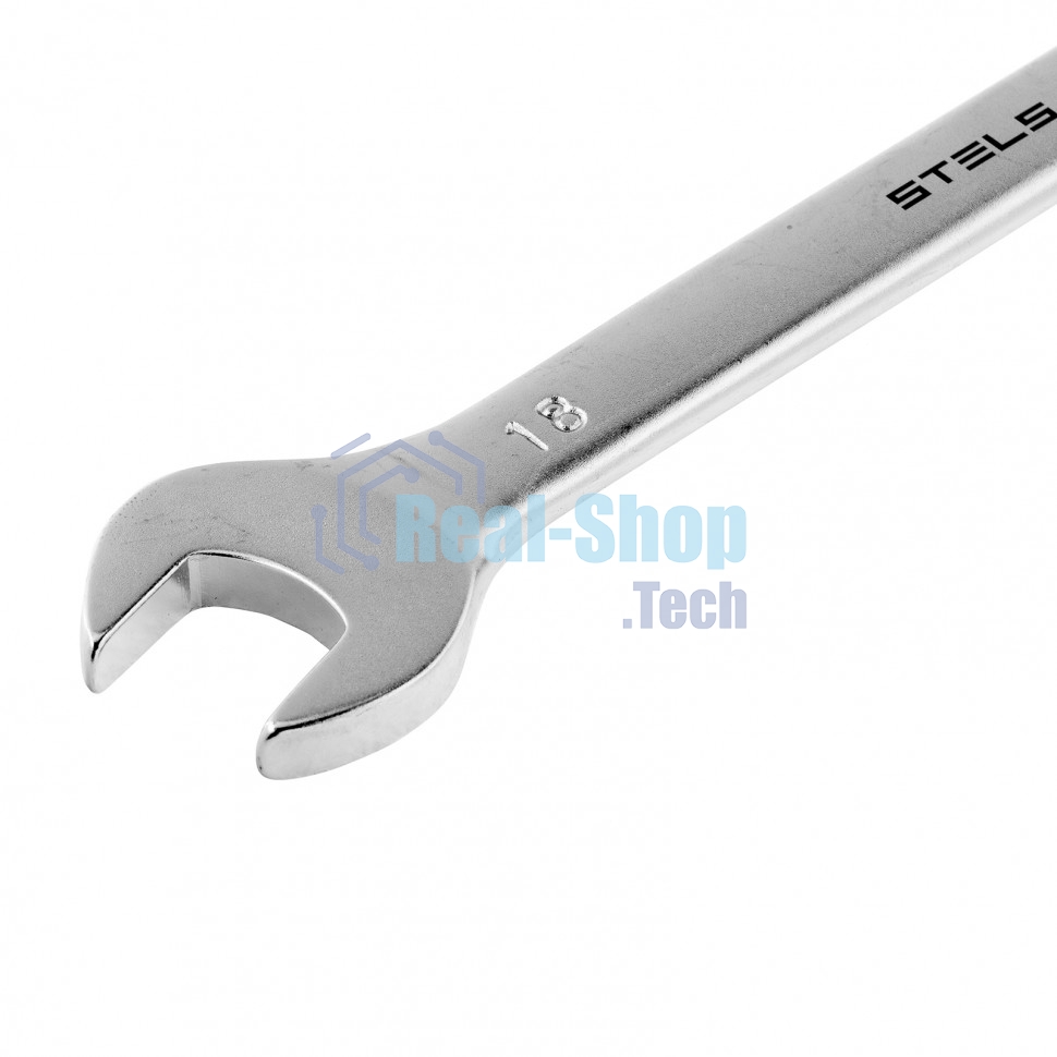 Ключ комбинированный, 18 мм, CrV, матовый хром Stels