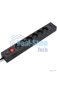 Сетевой фильтр Buro BU-SP3 USB 2A-B 3 м (6 розеток) черный (коробка)