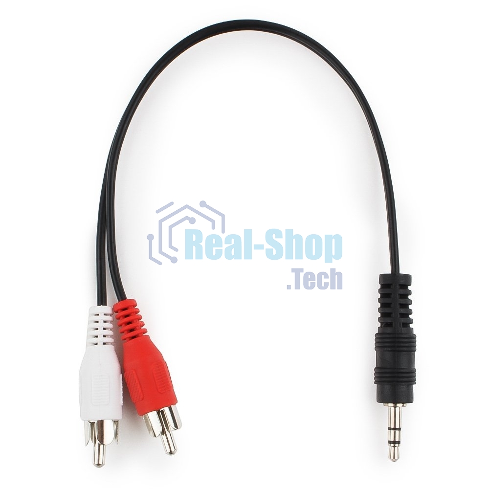 Кабель аудио Cablexpert CCA-458-0.2M-N, Jack 3.5(M)/2xRCA, 0.2м, черный, пакет