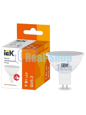 Лампа cветодиодная LED MR16 софит 9Вт 230В 3000К GU5.3 LLE-MR16-9-230-30-GU5 IEK