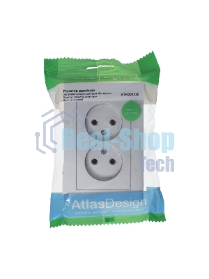 Розетка 2-м ATLAS DESIGN без заземл. 16А в сборе алюм. SchE ATN000320