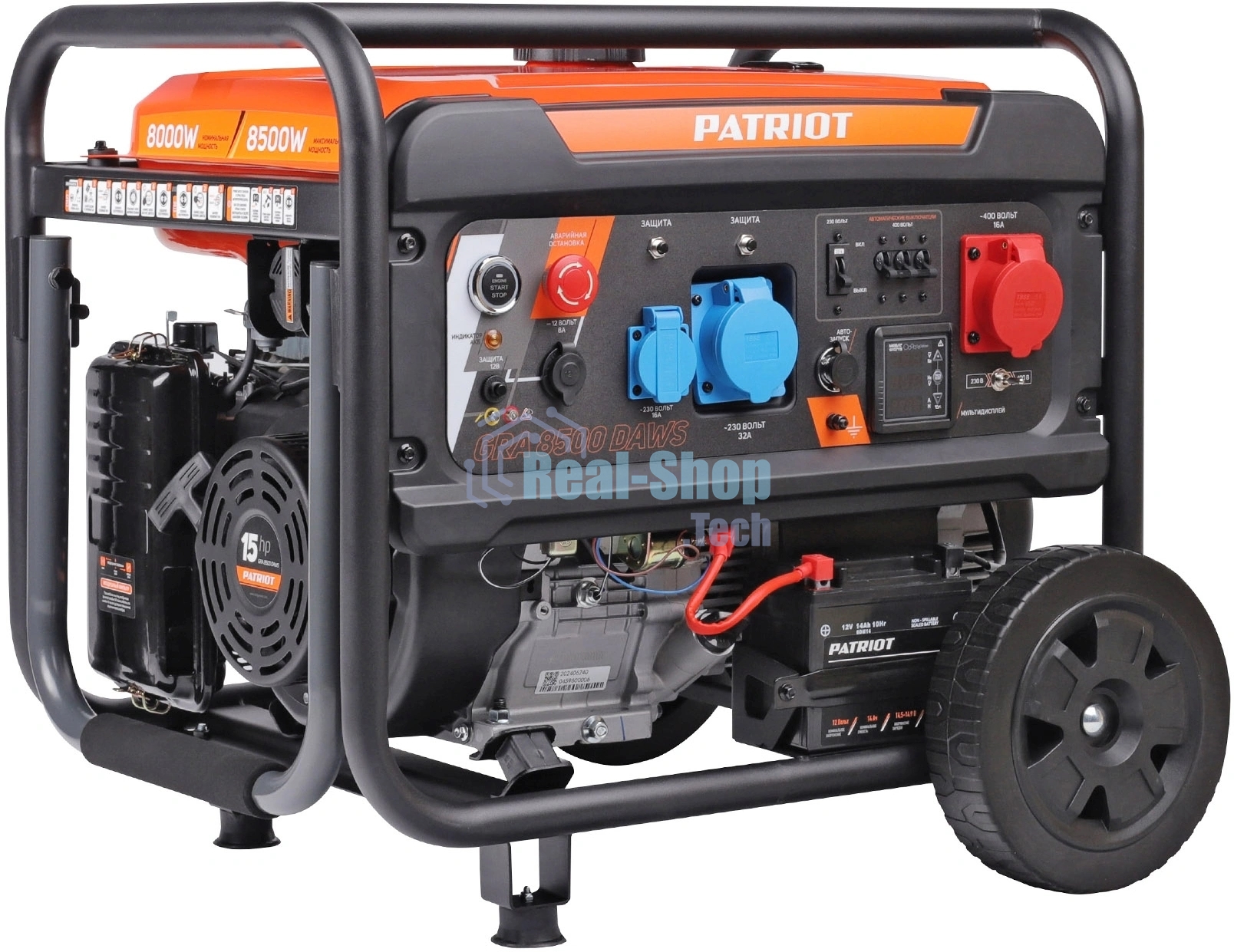 Электрогенератор бензиновый Patriot GRA 8500DAWS, 8.5 кВт, 75 дБ, 103 кг
