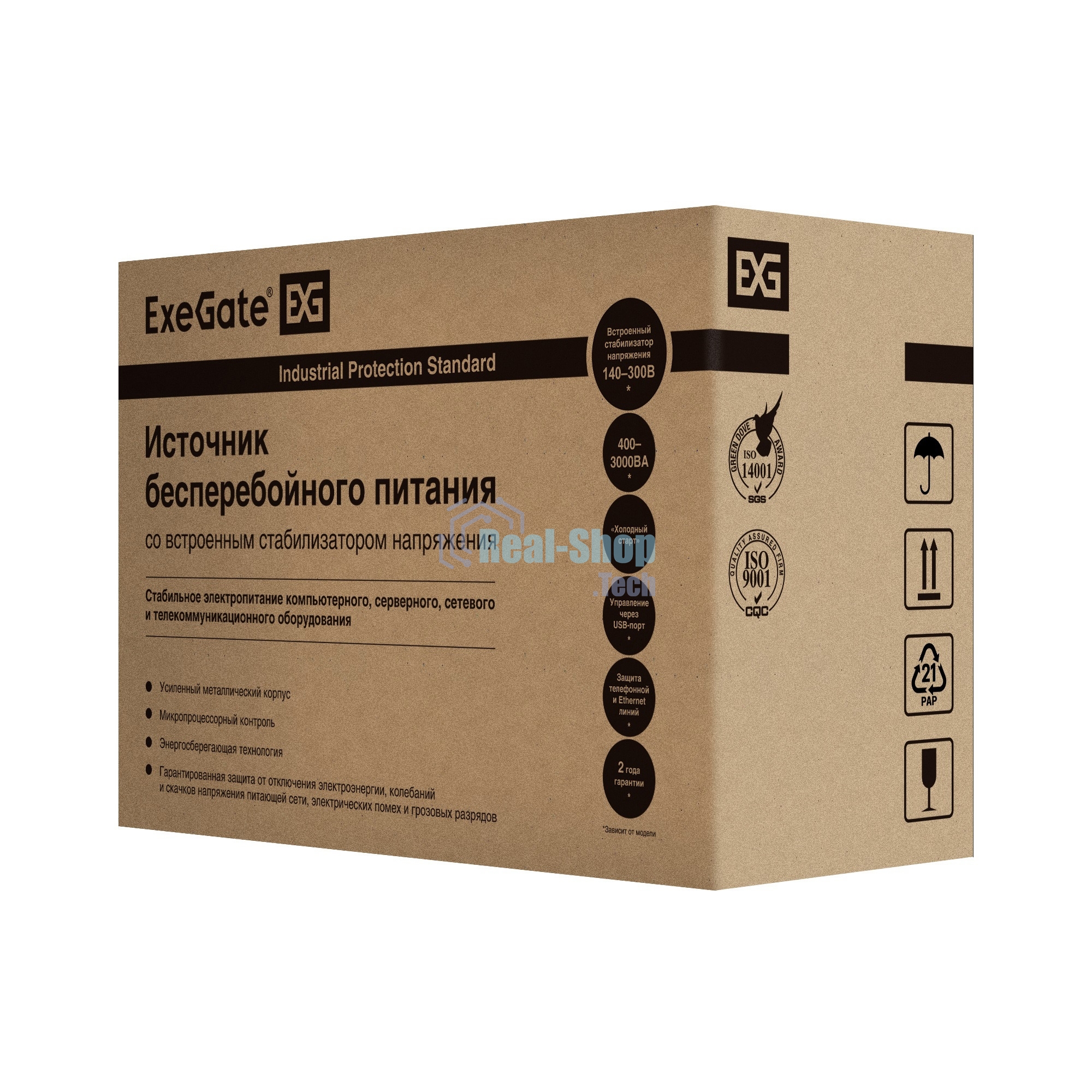Источник бесперебойного питания ExeGate SpecialPro UNB-1500.LED.AVR.C13.RJ 1500VA/950W, LED, AVR, 6*IEC-C13, RJ45/11, черный