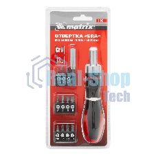 Отвертка реверсивная Matrix, набор бит, 11 шт., CrV