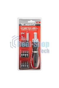 Отвертка реверсивная Matrix, набор бит, 11 шт., CrV