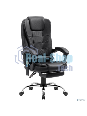 Кресло Defender CARDINAL черный, экокожа, 120 кг, подставка для ног, механизм качания