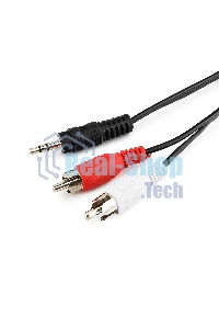 Кабель аудио Cablexpert CCA-458-0.2M-N, Jack 3.5(M)/2xRCA, 0.2м, черный, пакет