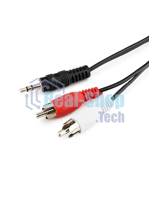 Кабель аудио Cablexpert CCA-458-0.2M-N, Jack 3.5(M)/2xRCA, 0.2м, черный, пакет
