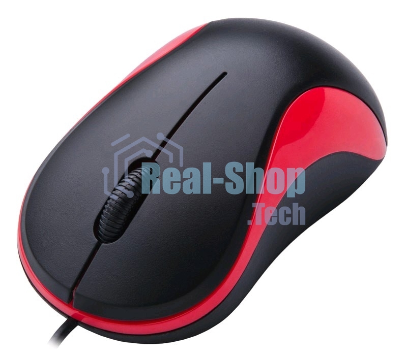 Мышь проводная Oklick 115S черный/красный, 1200 dpi, USB, кнопки - 3