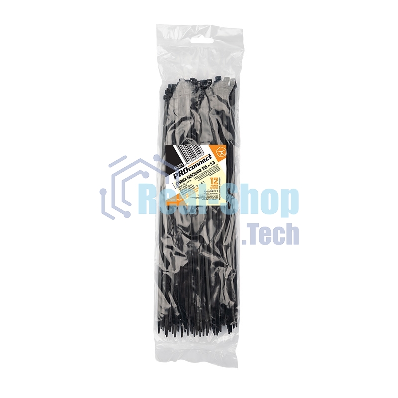 Хомут-стяжка кабельная нейлоновая PROconnect 350 x4,8 мм, черная, упаковка 100 шт.