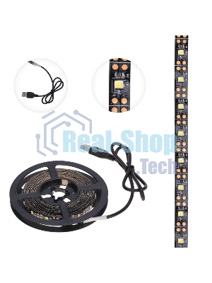 Лента светодиодная с USB-коннектором 5 В, IP23, SMD 2835, 60 LED/м 3 м белый (6500 K) LAMPER