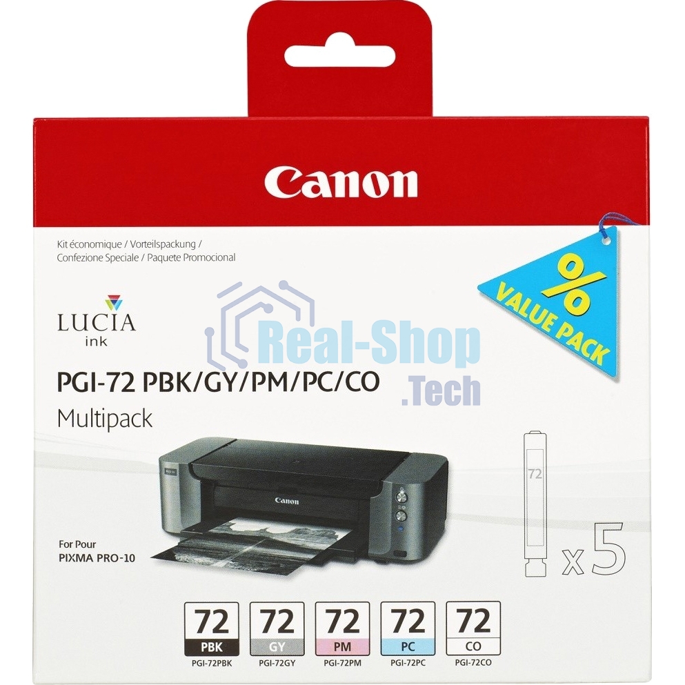 Картридж струйный Canon PGI-72 PBK/GY/PM/PC/CO Multi Pack (510 стр. 5 шт по 14 мл) для Canon PIXMA PRO-10, PRO-10S