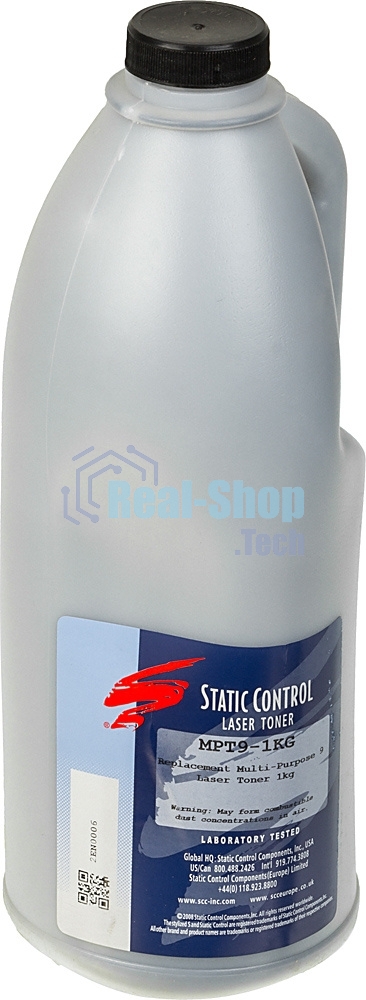 Тонер Static Control MPT9-1KG черный флакон 1000гр. для принтера HP LJ Pro PM401/P2055/P3005/P3015