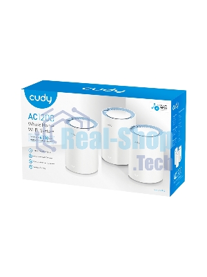 Бесшовный Mesh роутер Cudy M1200(3-Pack) AC1200 10/100BASE-TX белый (упак.:3шт)