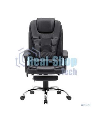 Кресло Defender CARDINAL черный, экокожа, 120 кг, подставка для ног, механизм качания