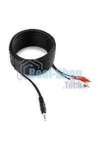 Кабель аудио Cablexpert CCA-458-10M-N, Jack 3.5(M)/2xRCA, 10м, черный, пакет