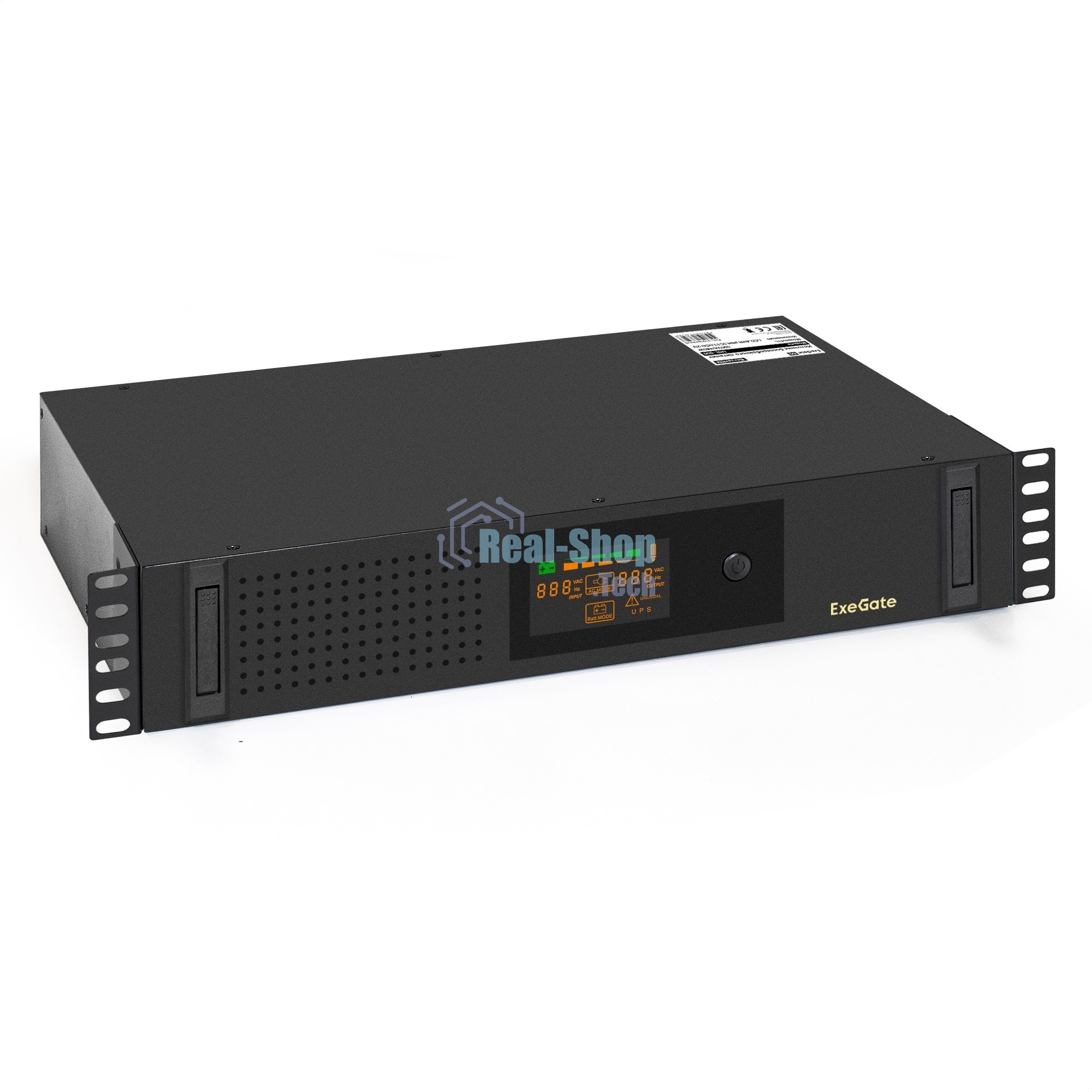 Источник бесперебойного питания ExeGate ServerRM UNL-800.LCD.AVR.2SH.3C13.USB.2U 800VA/480W, Color LCD, AVR, 2*Schuko+3*C13, USB, 2U, установка в стойку, черный