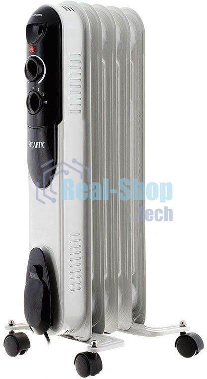 Обогреватель масляный Ресанта ОМПТ- 5Н (5 секций), белый, 1000 Вт, 10 м2, термостат 67/3/2